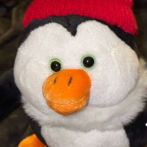 Adorable Penguin in long red/white cap 100% Polyester NWT - Picture 2 of 6